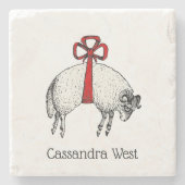 Heraldic Banded Fleece Ram Sheep Crest Embleem Stenen Onderzetter (Voorkant)