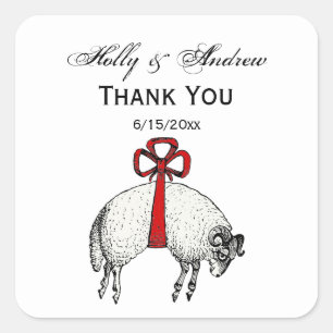 Heraldic Banded Fleece Ram Sheep Crest Embleem Vierkante Sticker