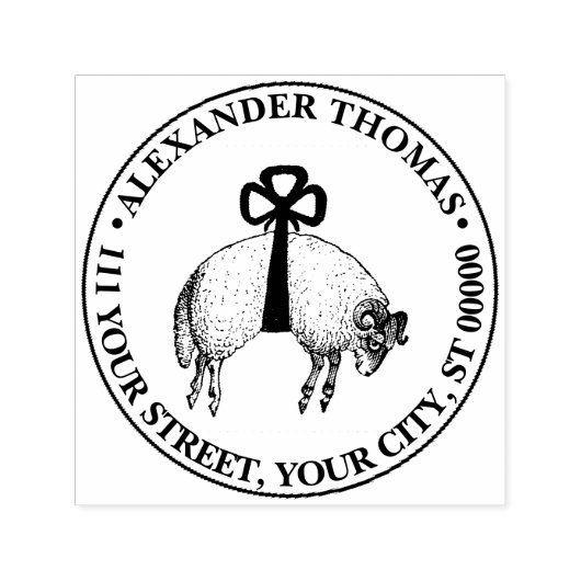 Heraldic Banded Fleece Ram Sheep Crest Embleem Zelfinktende Stempel (Design)