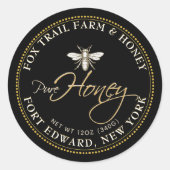 Heraldic Bee Black Honey Label met Script-tekst (Voorkant)
