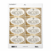 Heraldic bee Honeycomb Honey Label Gold Ivory (Full Sheet)