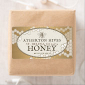 Heraldic Bee Ivory and Gold Rectangle Honey Label (Insitu)