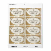 Heraldic Bee Ivory and Gold Rectangle Honey Label (Full Sheet)