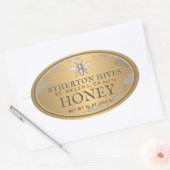 Heraldic Bee Metallic Gold Honey Label Oval (Envelop)