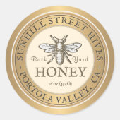 Heraldic Bee Metallic Gold & Ivory Honey Sticker (Voorkant)