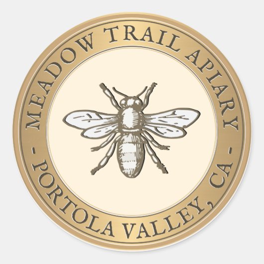 Heraldic Bee Metallic Gold & Ivory Sticker (Voorkant)