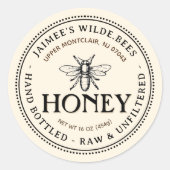 Heraldic Bee Raw Hand Bottled Honey Editable Label (Voorkant)
