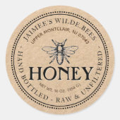 Heraldic Bee Raw Hand Bottled Honey Kraft Label (Voorkant)