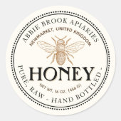 Heraldic Bee Raw Hand Bottled Honey Sticker (Voorkant)