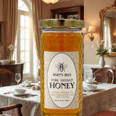 Heraldic Bee Rectangle Food Label Gold Oval Swirl Voedselcontainer Etiket