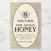 Heraldic Bee Rectangle Food Label Gold Oval Swirl Voedselcontainer Etiket (Enkel label)