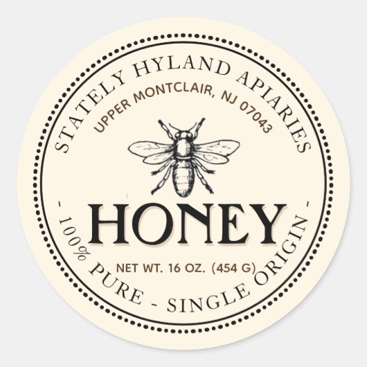 Heraldic Bee Single Origin Honey Label (Voorkant)