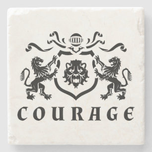 Heraldic Black Lions Courage Blazon Stenen Onderzetter