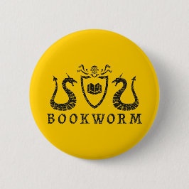 Heraldic Bookworm Button