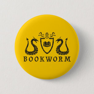 Heraldic Bookworm Button