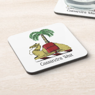 Heraldic Camel Palm Tree Color Coat of Arms Bier Onderzetter