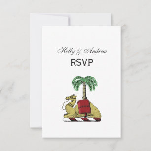 Heraldic Camel Palm Tree Color Coat of Arms RSVP Kaartje