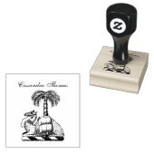 Heraldic Camel Palm Tree Color Coat of Arms Rubberstempel (Gestempeld)