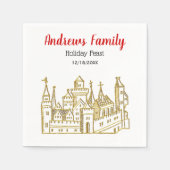  heraldic Castle #2 Crest Faux Gold Xmas Servetten (Voorkant)