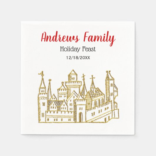 heraldic Castle #2 Crest Faux Gold Xmas Servetten (Voorkant)