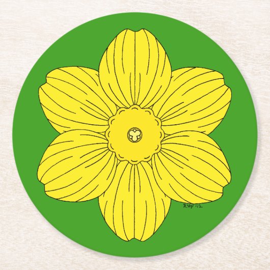Heraldic Daffodil Ronde Kartonnen Onderzetter (Voorkant)