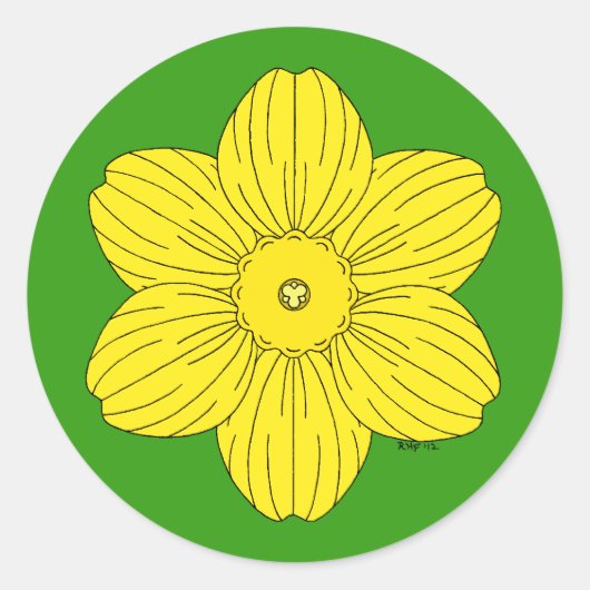 Heraldic Daffodil Ronde Sticker (Voorkant)