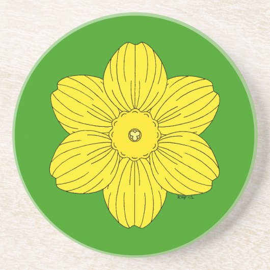 Heraldic Daffodil Zandsteen Onderzetter (Voorkant)