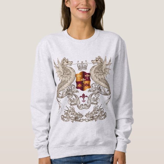 Heraldic Design met Dragons Fleur Lis Sweatshirt (Voorkant)