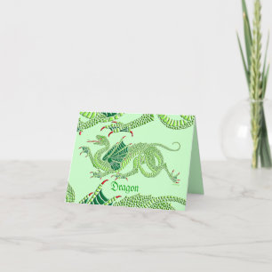Heraldic Dragon (Groen) - Wenskaart Kaart