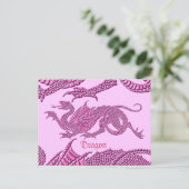 Heraldic Dragon (roze) - Briefkaart (Staand voorkant)