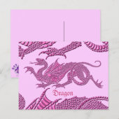 Heraldic Dragon (roze) - Briefkaart (Voorkant / Achterkant)