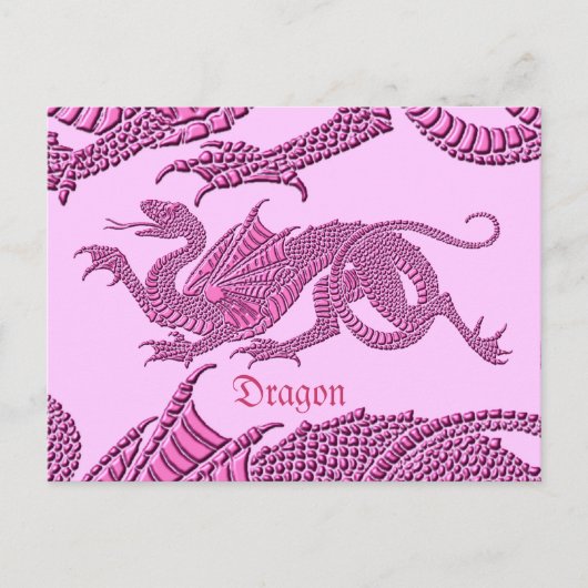 Heraldic Dragon (roze) - Briefkaart (Voorkant)