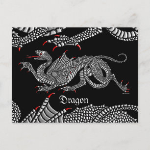 Heraldic Dragon (zilver) - Briefkaart