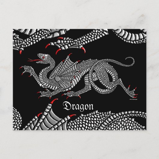 Heraldic Dragon (zilver) - Briefkaart (Voorkant)