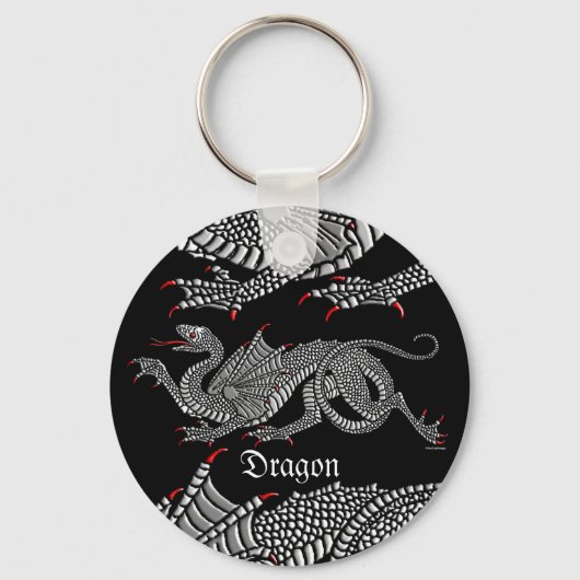 Heraldic Dragon (zilver) - Sleutelhanger (Voorkant)