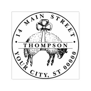 Heraldic Fleece Ram Sheep Crest Naam Adres Zelfinktende Stempel