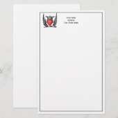 Heraldic Heart met Wings Coat of Arms Crest Briefpapier (Voorkant / Achterkant)