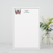 Heraldic Heart met Wings Coat of Arms Crest Briefpapier (Staand voorkant)