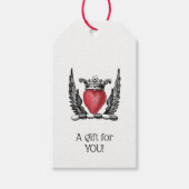 Heraldic Heart met Wings Coat of Arms Crest Cadeaulabel (Voorkant)