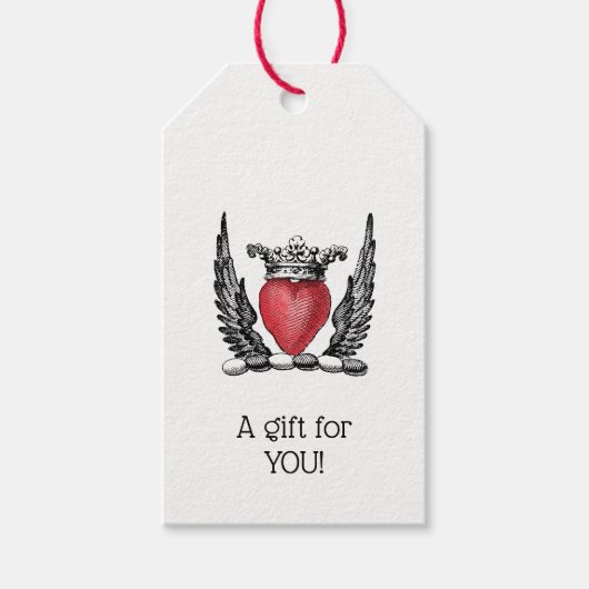 Heraldic Heart met Wings Coat of Arms Crest Cadeaulabel (Voorkant)