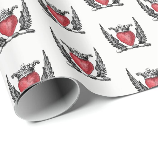 Heraldic Heart met Wings Coat of Arms Crest Cadeaupapier (Rol Hoek)