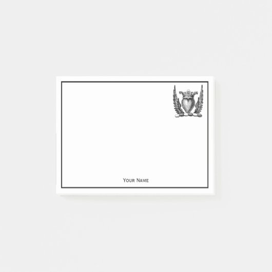 Heraldic Heart met Wings Coat of Arms Crest Post-it® Notes (Voorkant)