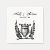 Heraldic Heart met Wings Coat of Arms Crest Servet (Voorkant)