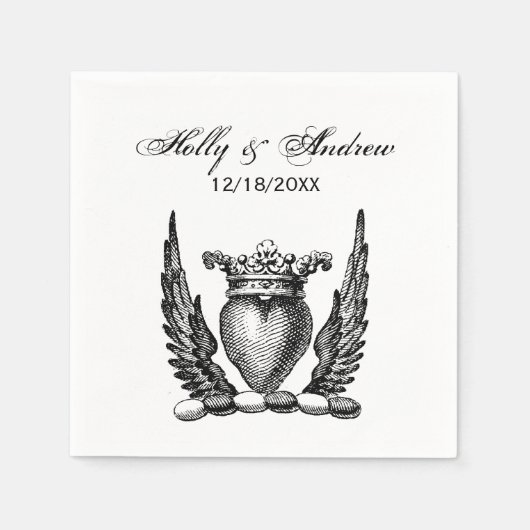 Heraldic Heart met Wings Coat of Arms Crest Servet (Voorkant)