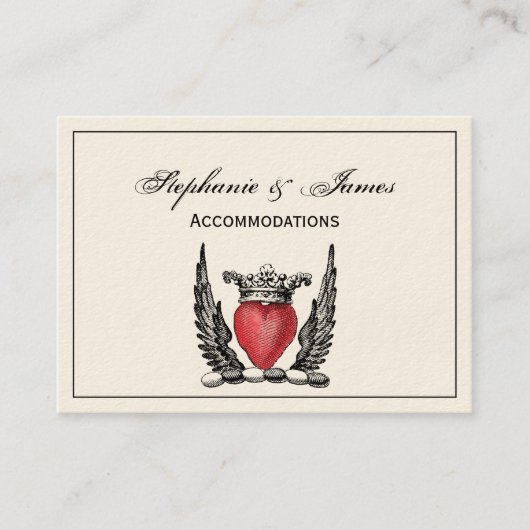 Heraldic Heart met Wings Coat of Arms Crest Visitekaartje (Voorkant)