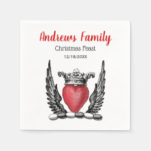 Heraldic Heart met Wings Crest Kerstmis Servetten