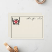 Heraldic Heart Wings Coat of Arms Crest Note Card Notitiekaartje (Voorkant / Achterkant in situ)