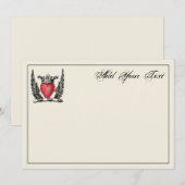 Heraldic Heart Wings Coat of Arms Crest Note Card Notitiekaartje (Voorkant / Achterkant)