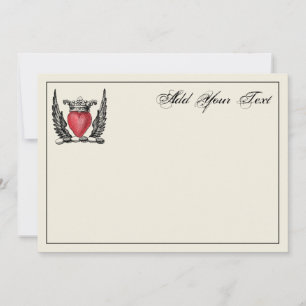 Heraldic Heart Wings Coat of Arms Crest Note Card Notitiekaartje