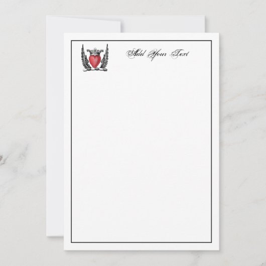 Heraldic Heart Wings Coat of Arms Crest Note Card Notitiekaartje (Voorkant)